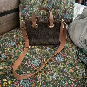Calvin Klein Brown Monogram Crossbody Bag